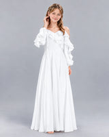 White A-line Junior Bridesmaid Dress Front