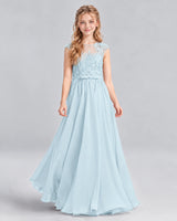 Baby Blue A-line Junior Bridesmaid Dress Front