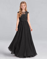 Black A-line Junior Bridesmaid Dress Front