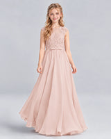 Blush Pink A-line Junior Bridesmaid Dress Front