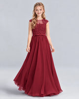 Burgundy A-line Junior Bridesmaid Dress Front