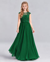 Dark Green A-line Junior Bridesmaid Dress Front