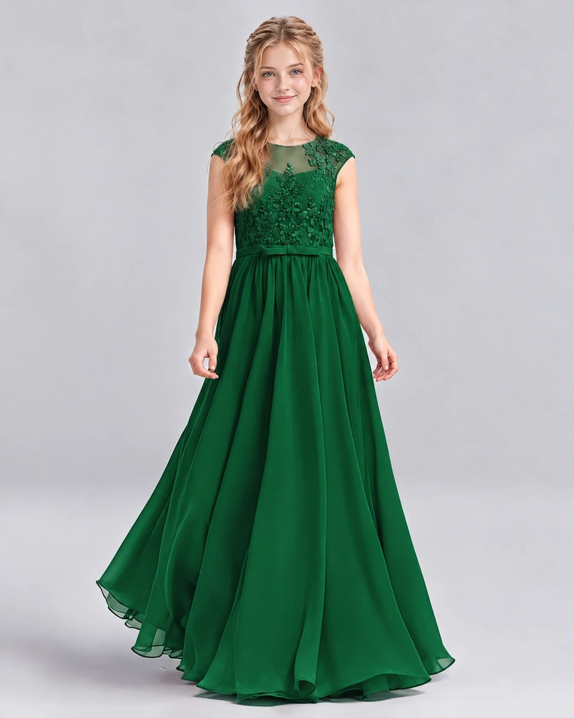 Dark Green A-line Junior Bridesmaid Dress Front