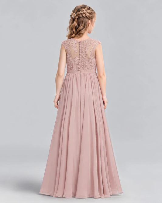Dusty Rose A-line Junior Bridesmaid Dress Back [Shared]