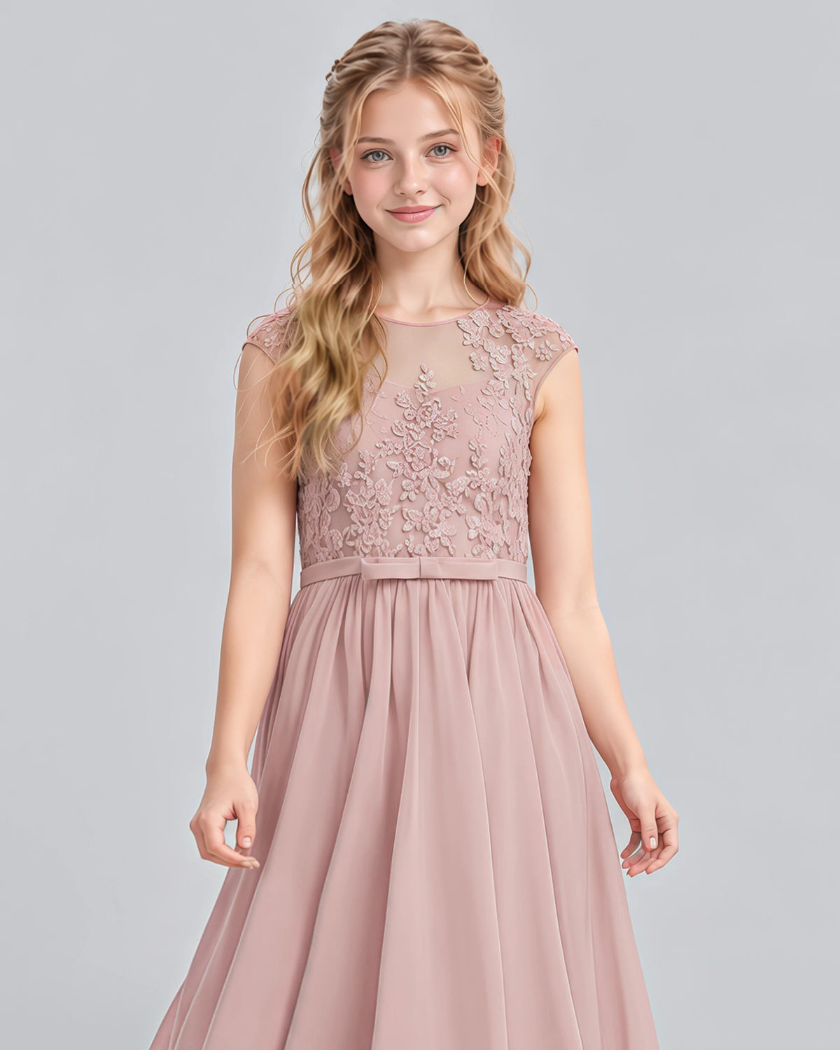 Dusty Rose A-line Junior Bridesmaid Dress Detail [Shared]