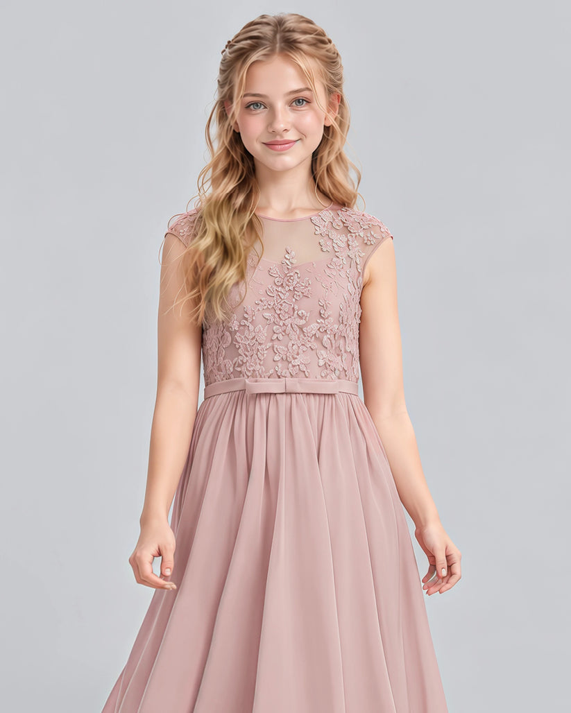 Dusty Rose A-line Junior Bridesmaid Dress Detail [Shared]