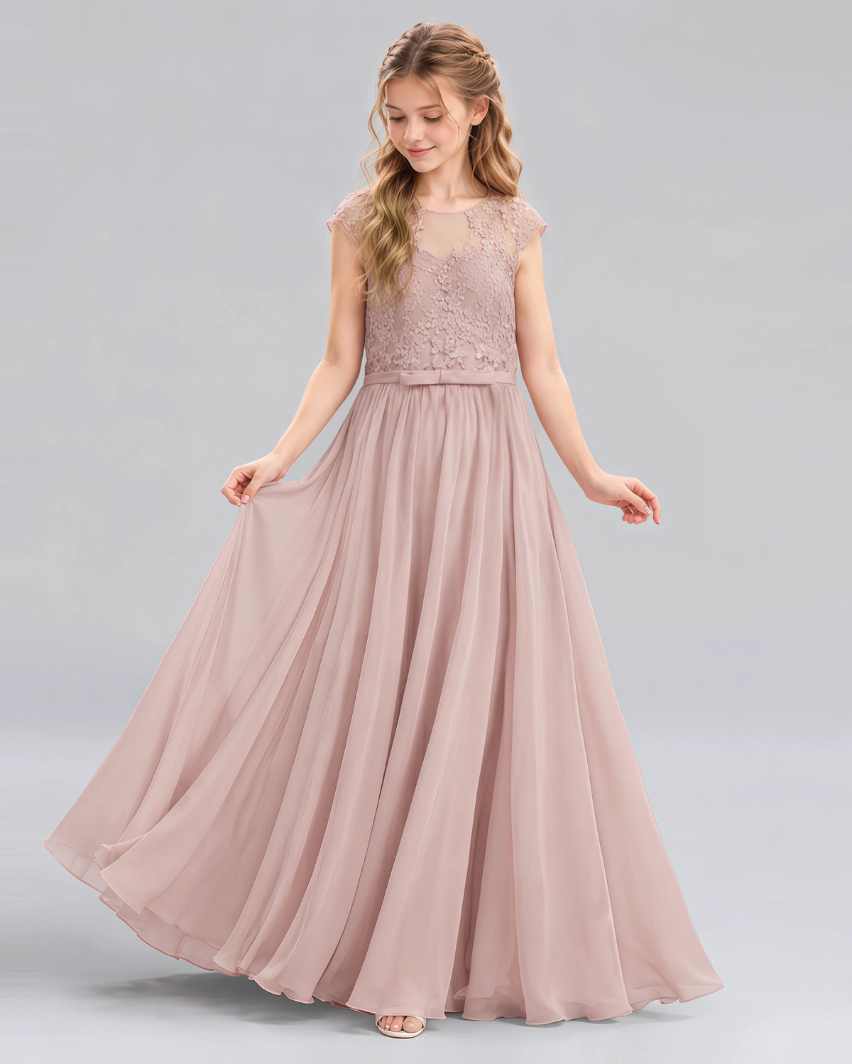 Dusty Rose A-line Junior Bridesmaid Dress Side [Shared]