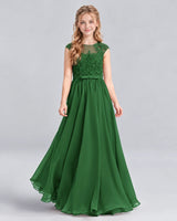 Emerald Green A-line Junior Bridesmaid Dress Front
