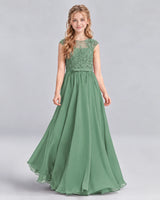 Eucalyptus A-line Junior Bridesmaid Dress Front