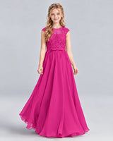 Hot Pink A-line Junior Bridesmaid Dress Front
