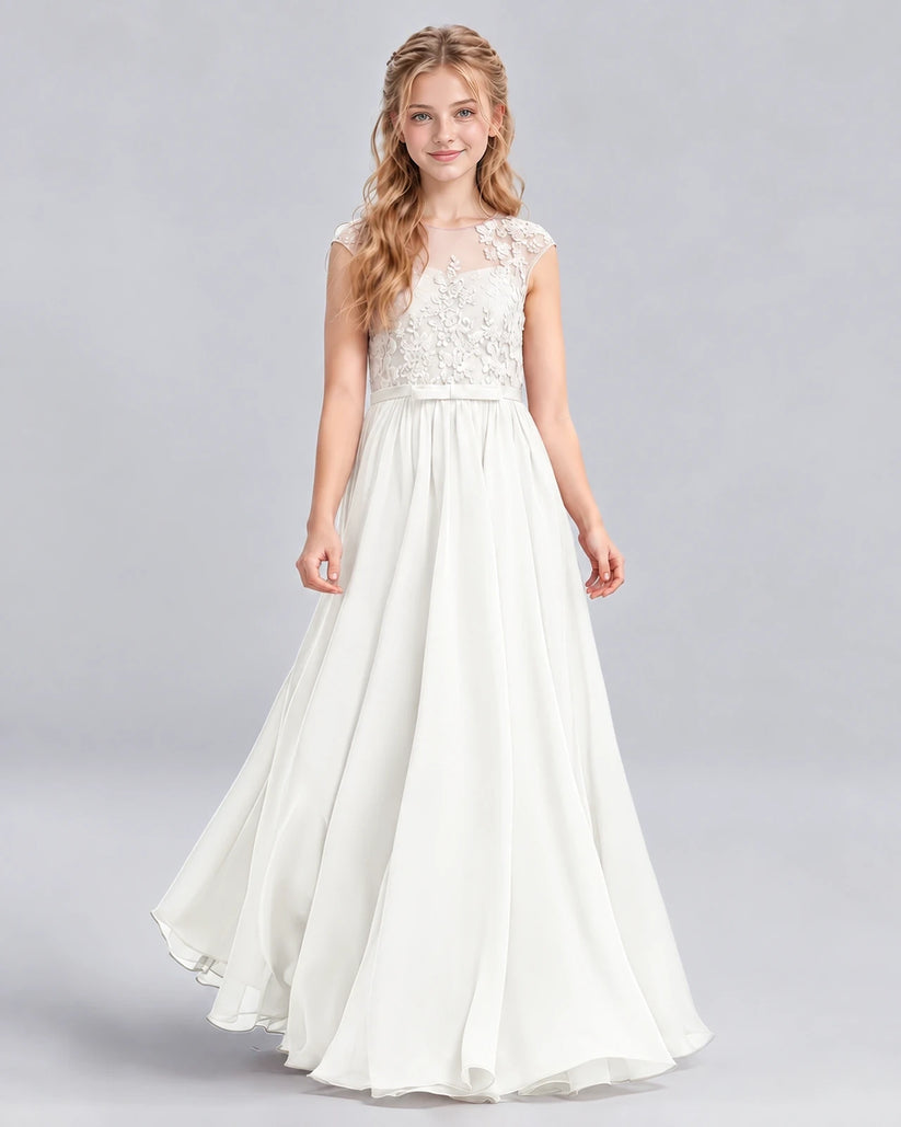 Ivory A-line Junior Bridesmaid Dress Front