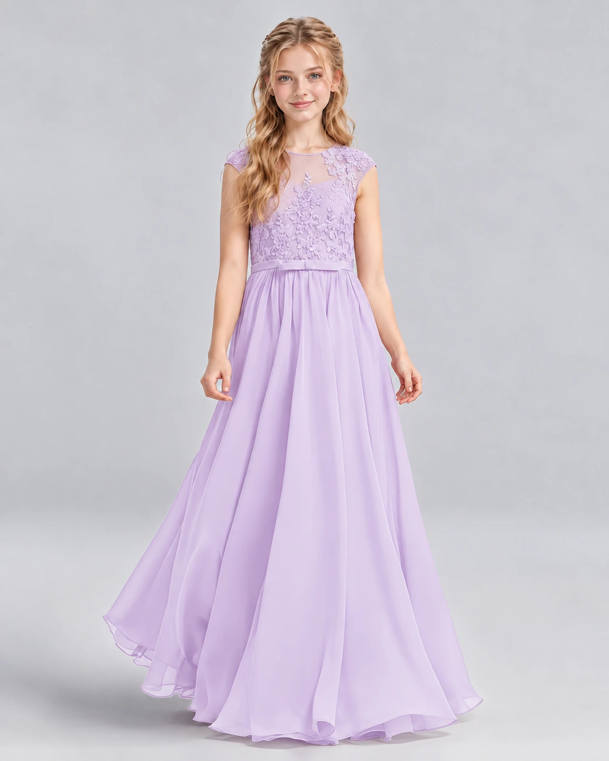 Lavender A-line Junior Bridesmaid Dress Front