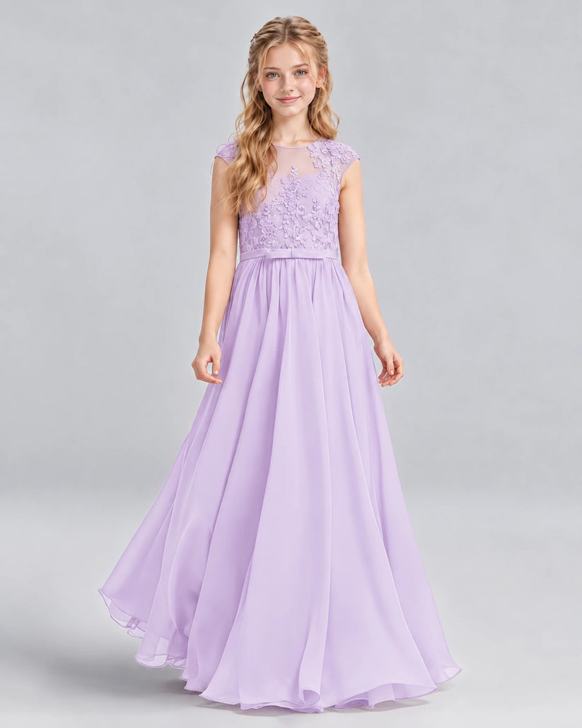 Lavender A-line Junior Bridesmaid Dress Front