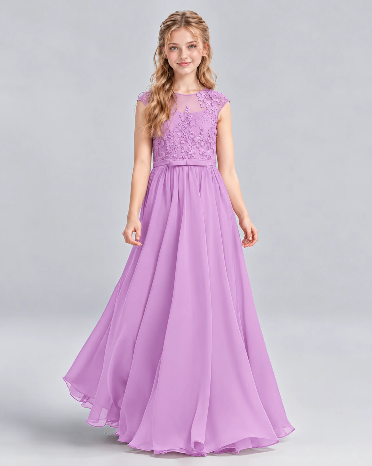 Lilac A-line Junior Bridesmaid Dress Front