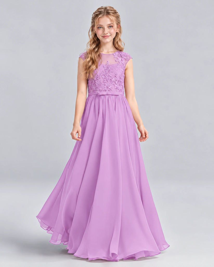 Lilac A-line Junior Bridesmaid Dress Front