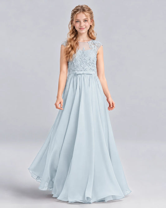 Mist A-line Junior Bridesmaid Dress Front