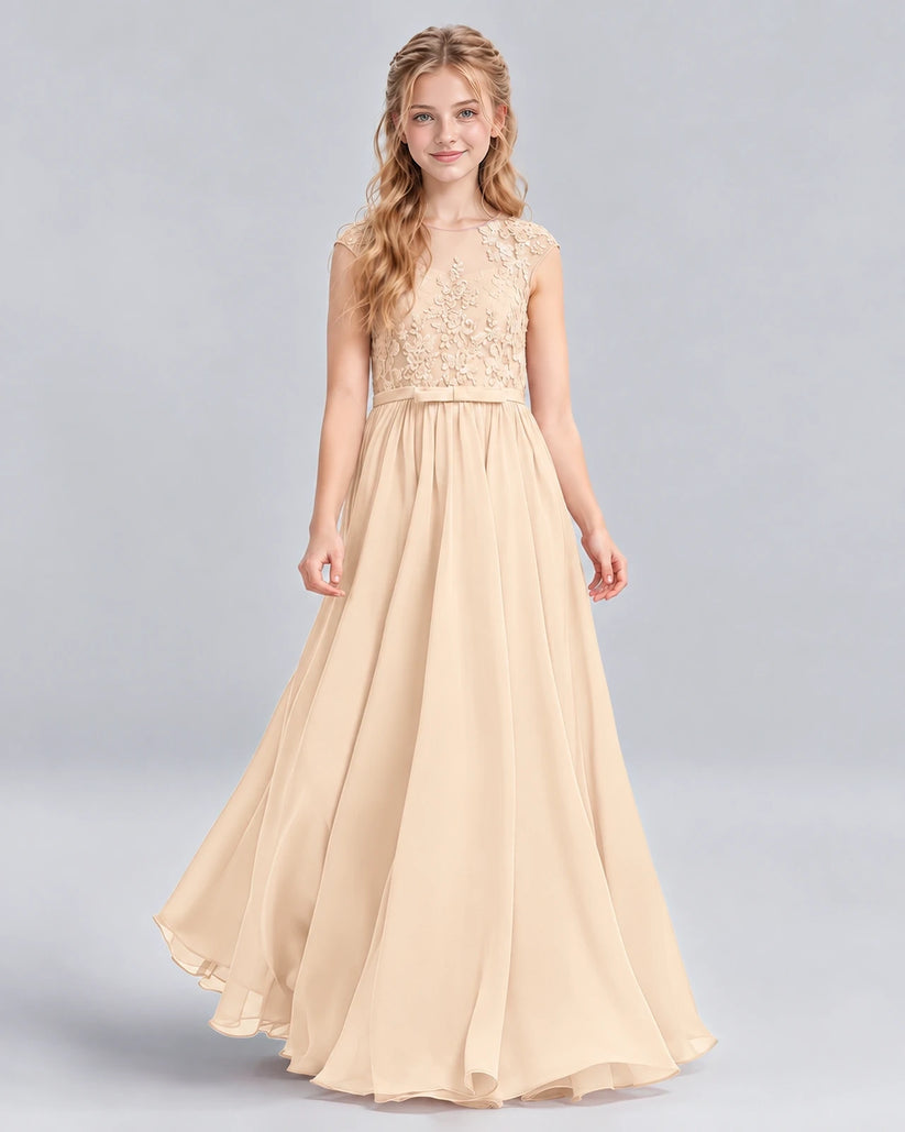 Peach A-line Junior Bridesmaid Dress Front