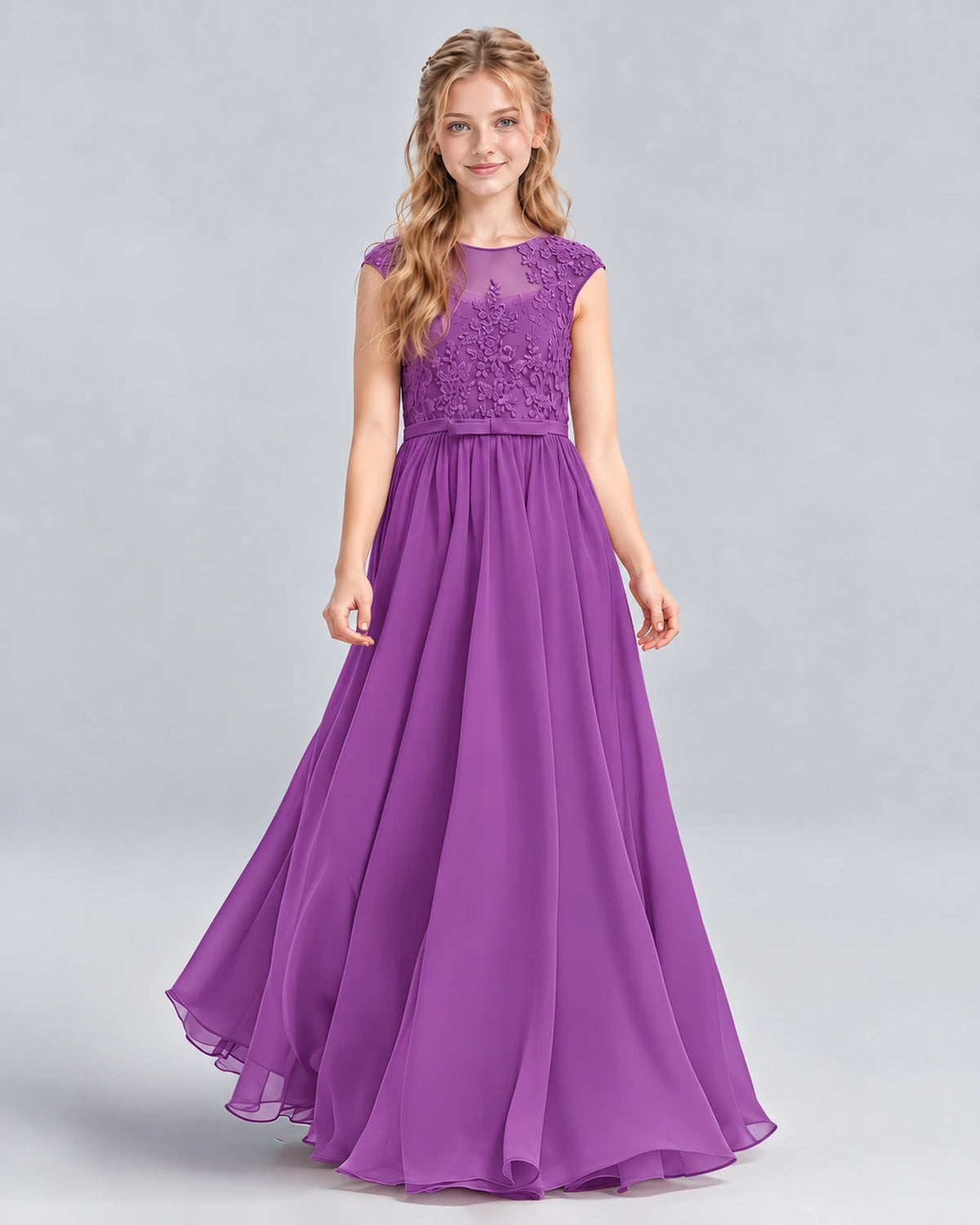 Purple A-line Junior Bridesmaid Dress Front