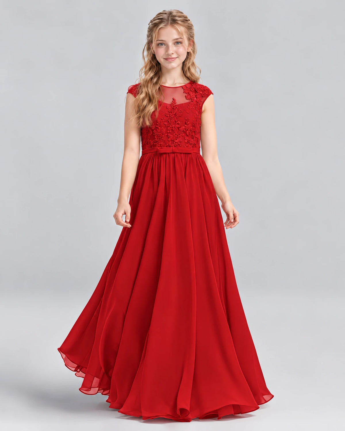 Red A-line Junior Bridesmaid Dress Front