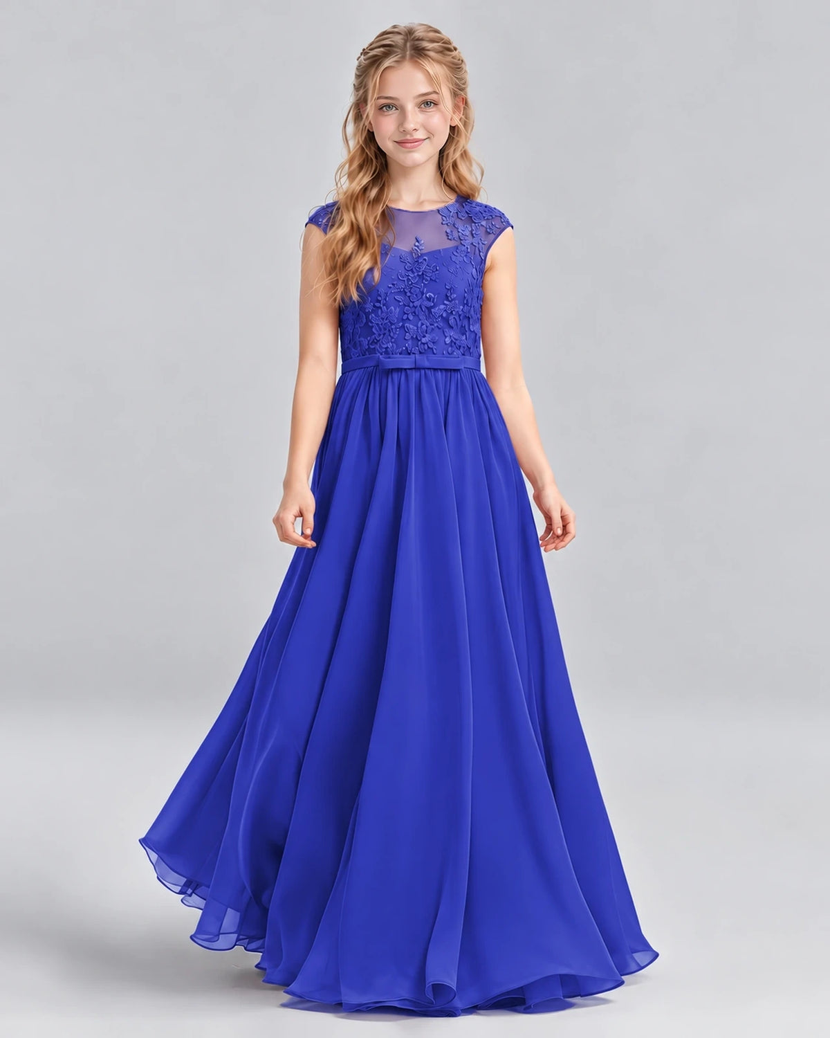 Royal Blue A-line Junior Bridesmaid Dress Front