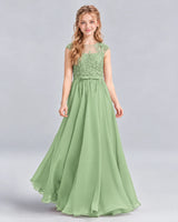 Sage Green A-line Junior Bridesmaid Dress Front