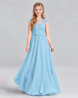 Sky Blue A-line Junior Bridesmaid Dress Front