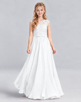 White A-line Junior Bridesmaid Dress Front