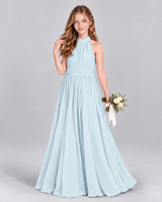 Baby Blue A-line Junior Bridesmaid Dress Front