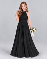 Black A-line Junior Bridesmaid Dress Front