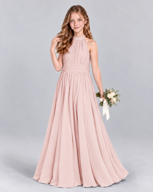 Blush Pink A-line Junior Bridesmaid Dress Front