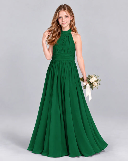 Dark Green A-line Junior Bridesmaid Dress Front
