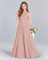 Dusty Rose A-line Junior Bridesmaid Dress Front