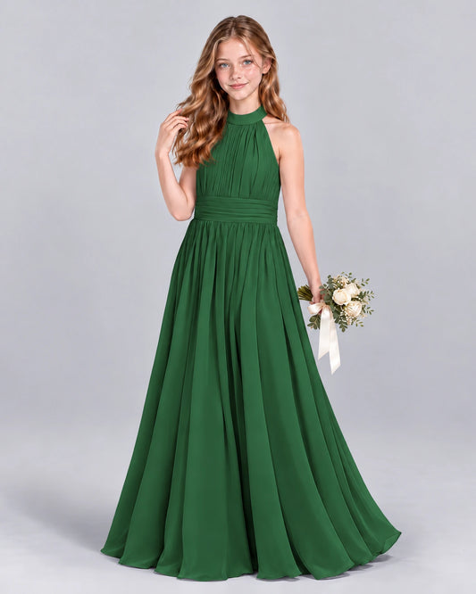 Emerald Green A-line Junior Bridesmaid Dress Front