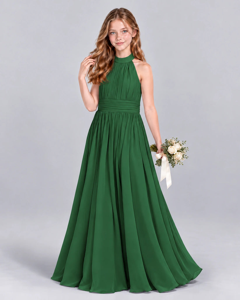 Emerald Green A-line Junior Bridesmaid Dress Front