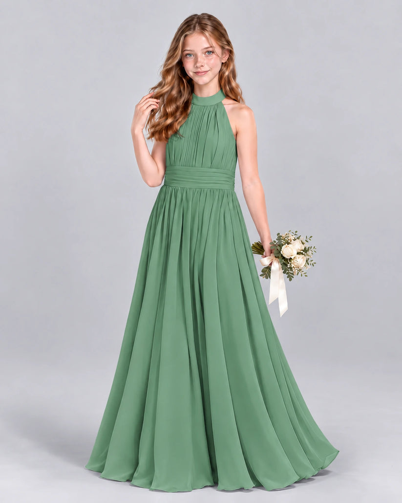 Eucalyptus A-line Junior Bridesmaid Dress Front