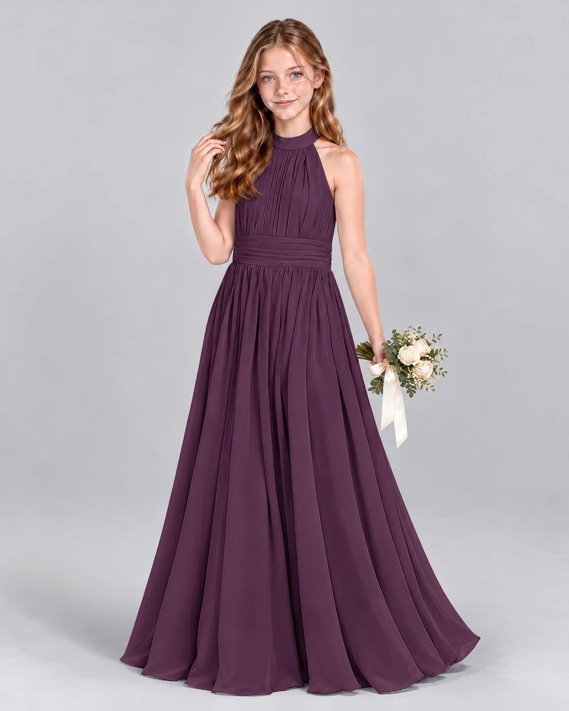 Grape A-line Junior Bridesmaid Dress Front