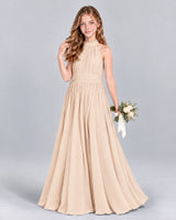 Peach A-line Junior Bridesmaid Dress Front