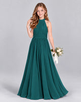 Peacock A-line Junior Bridesmaid Dress Front
