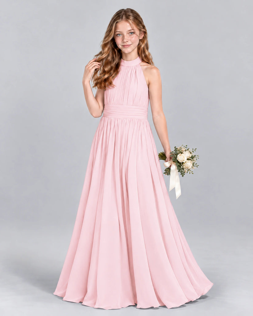 Pink A-line Junior Bridesmaid Dress Front