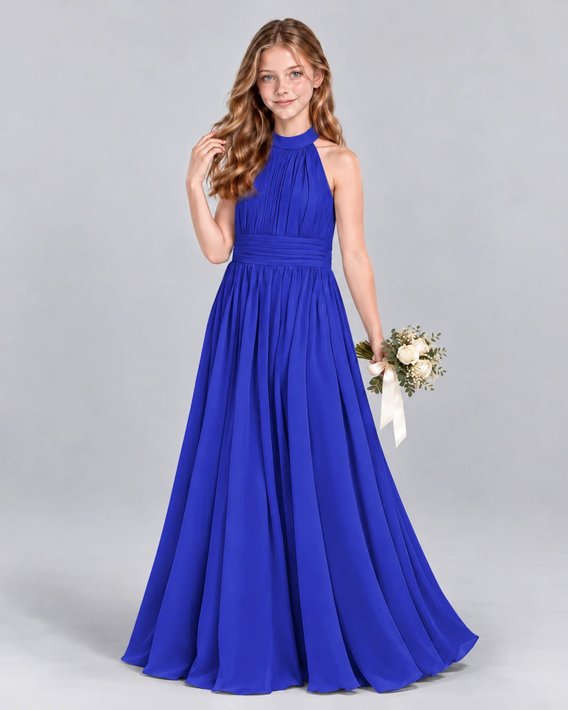 Royal Blue A-line Junior Bridesmaid Dress Front