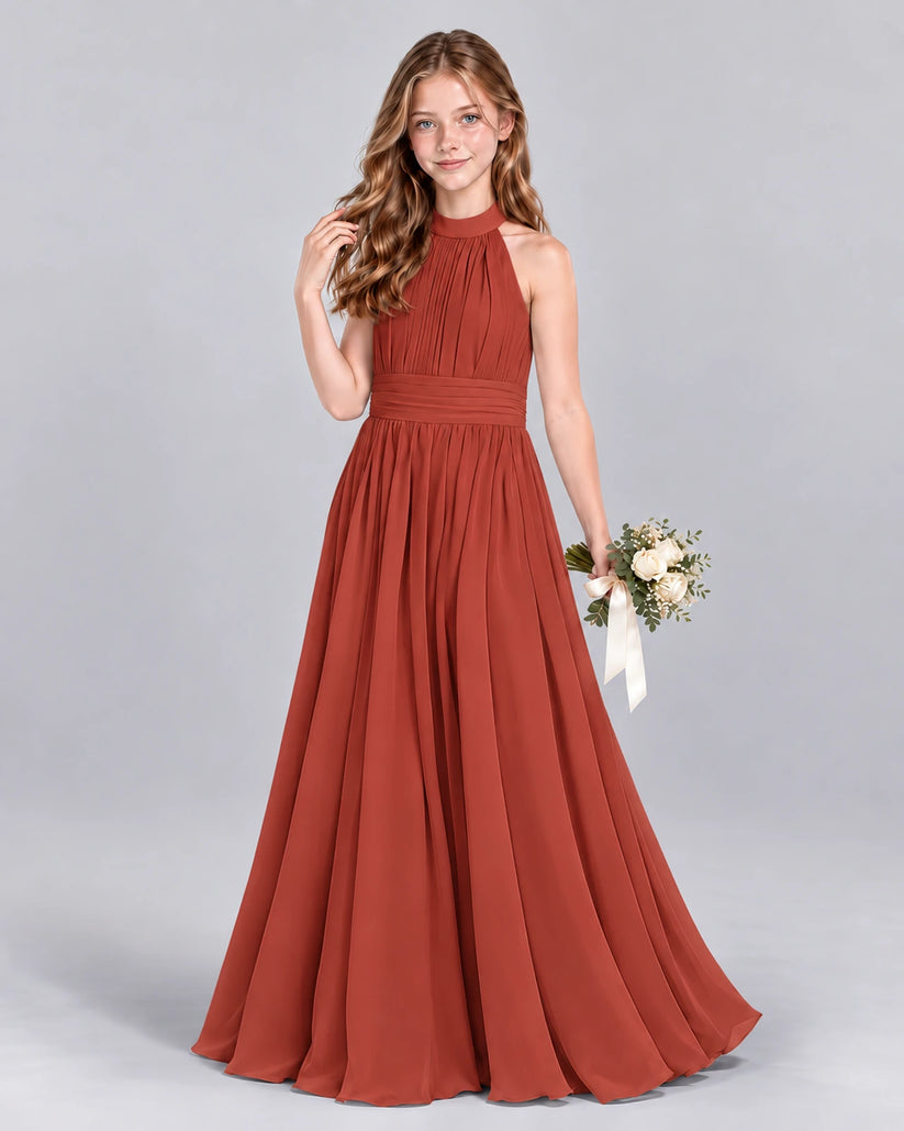 Vermilion A-line Junior Bridesmaid Dress Front