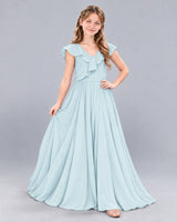 Baby Blue A-line Junior Bridesmaid Dress Front