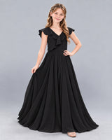 Black A-line Junior Bridesmaid Dress Front