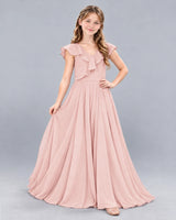 Blush Pink A-line Junior Bridesmaid Dress Front