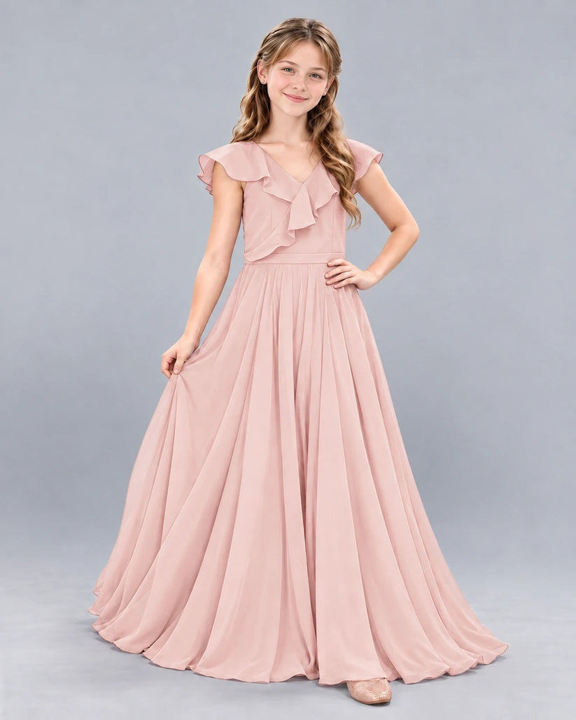Blush Pink A-line Junior Bridesmaid Dress Front