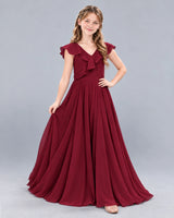 Burgundy A-line Junior Bridesmaid Dress Front