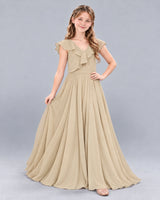 Champagne A-line Junior Bridesmaid Dress Front