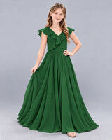 Emerald Green A-line Junior Bridesmaid Dress Front