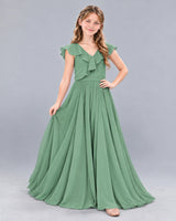 Eucalyptus A-line Junior Bridesmaid Dress Front