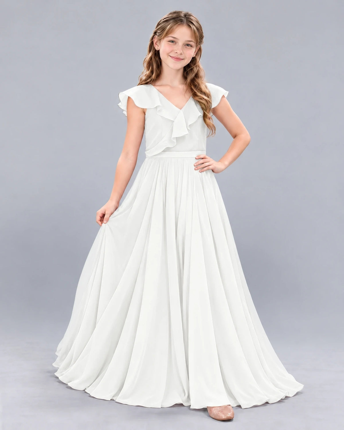 Ivory A-line Junior Bridesmaid Dress Front
